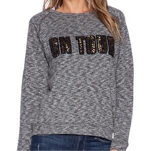 Gray Sweater with Sequin Lettering